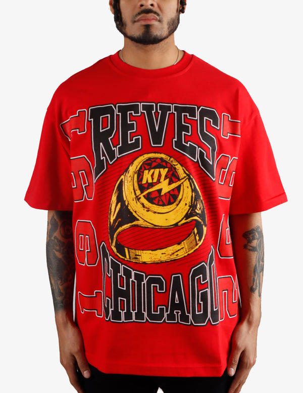 KIY STUDIOS "CHI RINGS" RED T-SHIRT