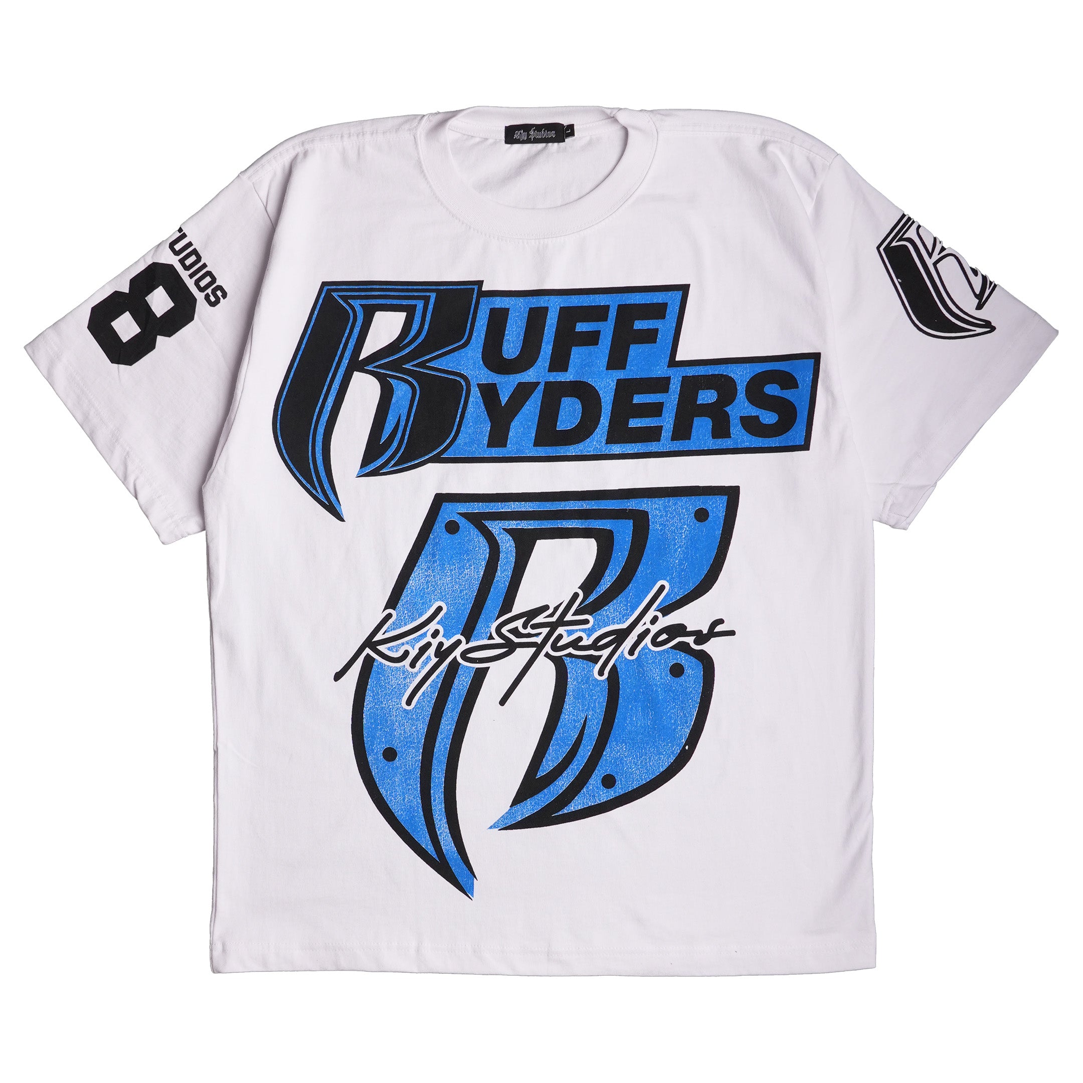 KIY STUDIOS X RUFF RYDERS "RYDE OR DIE" White/Blue Tee