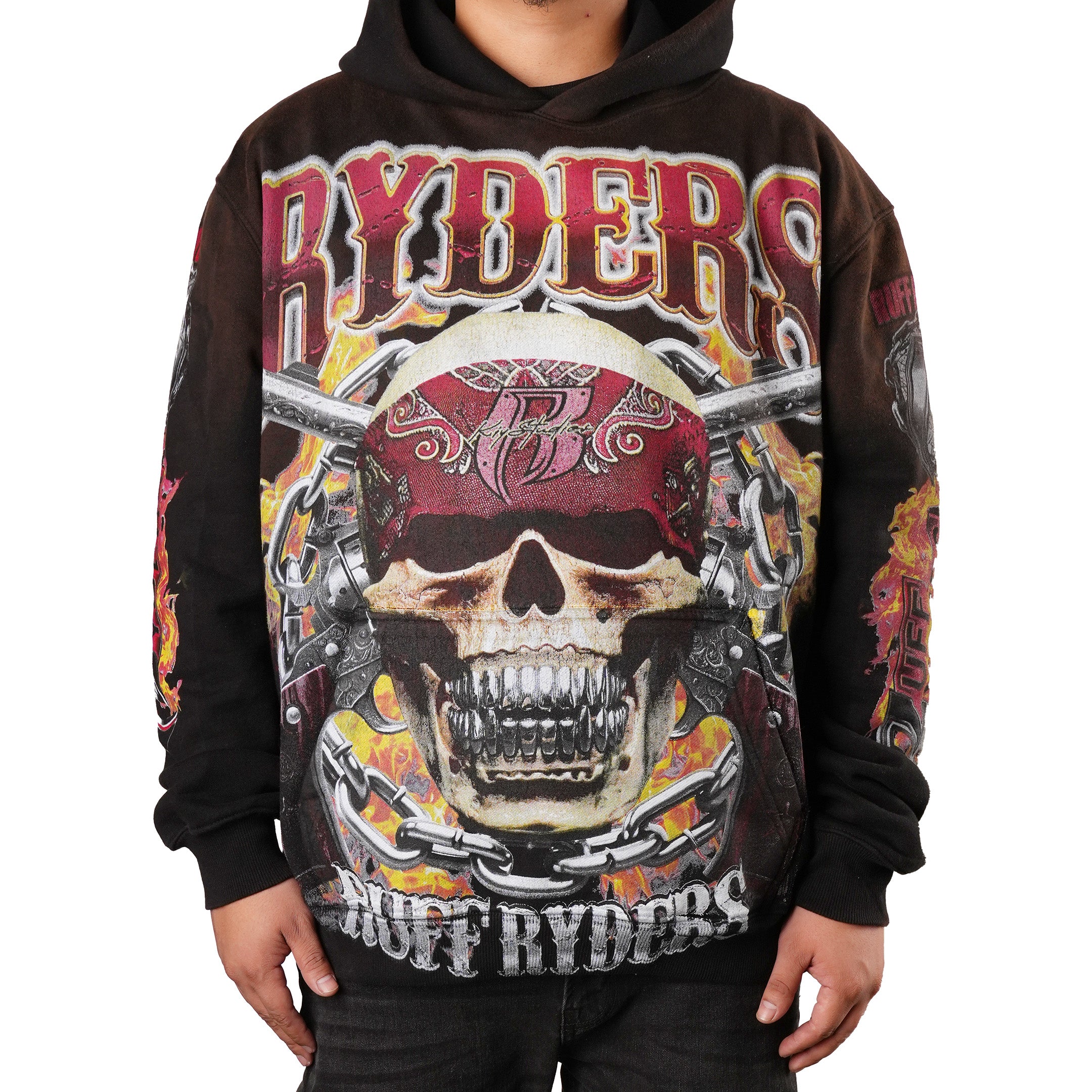 KIY STUDIOS X RUFF RYDERS "RYDERS" VINTAGE BLACK HOODIE