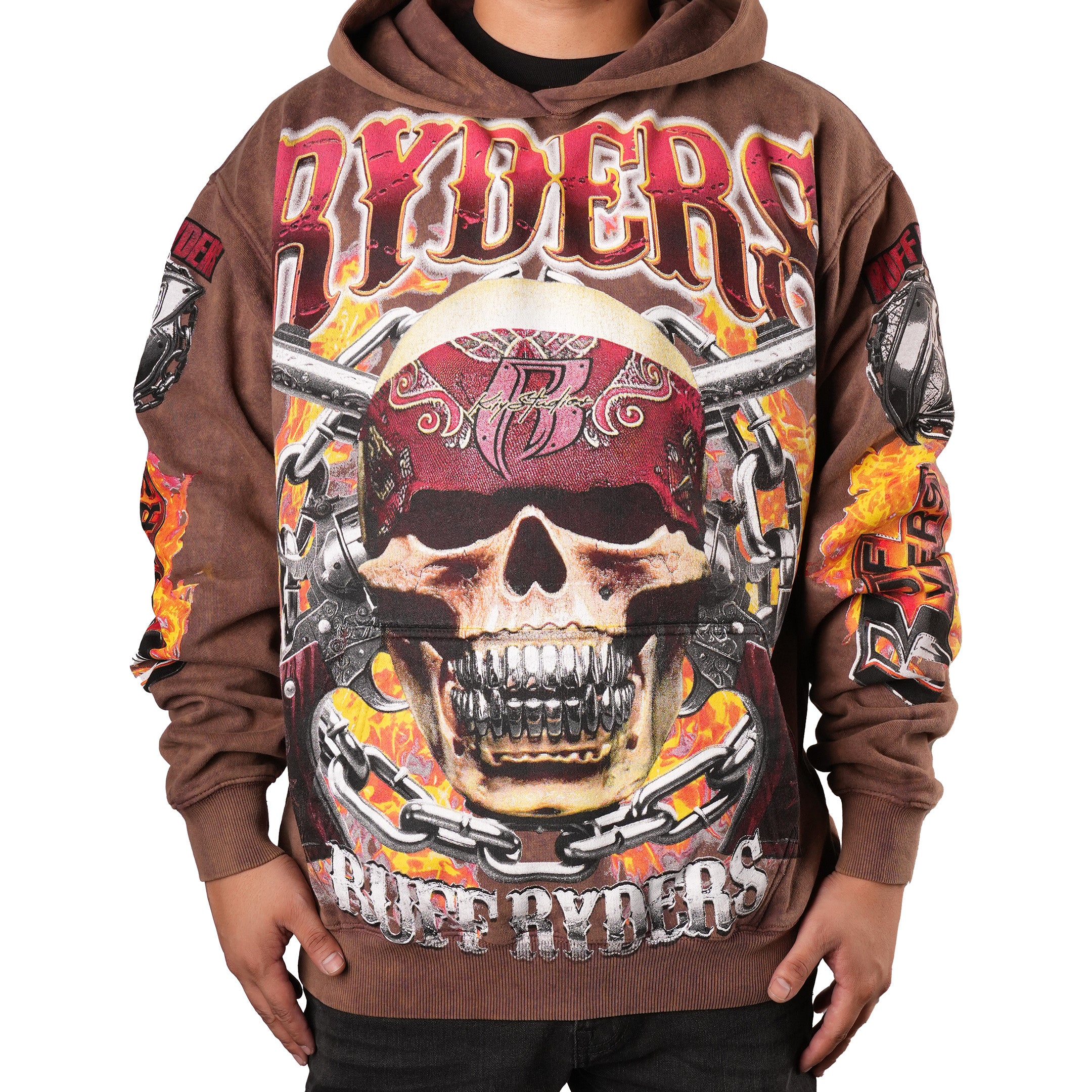 KIY STUDIOS X RUFF RYDERS "RYDERS" VINTAGE CHESTNUT HOODIE