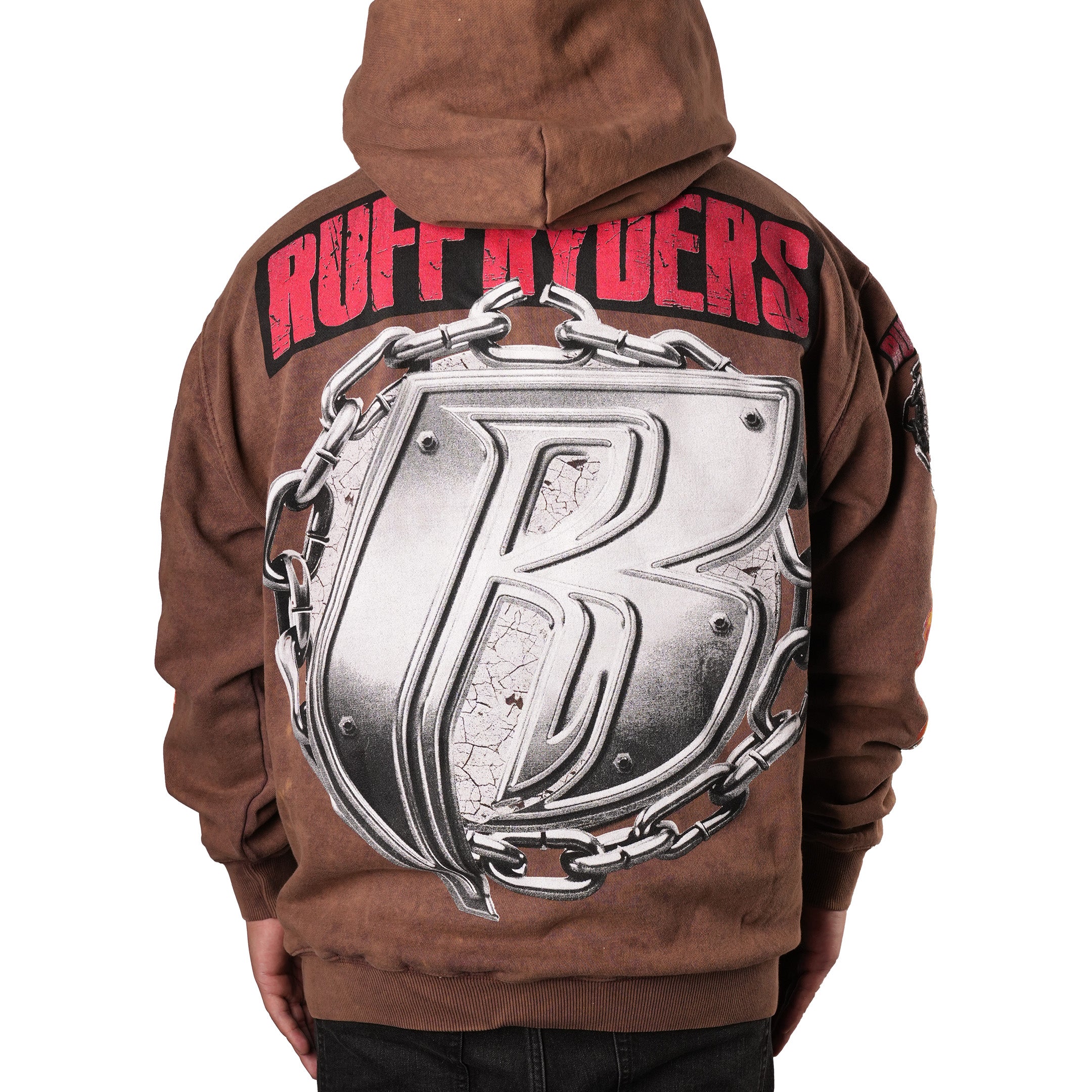 KIY STUDIOS X RUFF RYDERS "RYDERS" VINTAGE CHESTNUT HOODIE