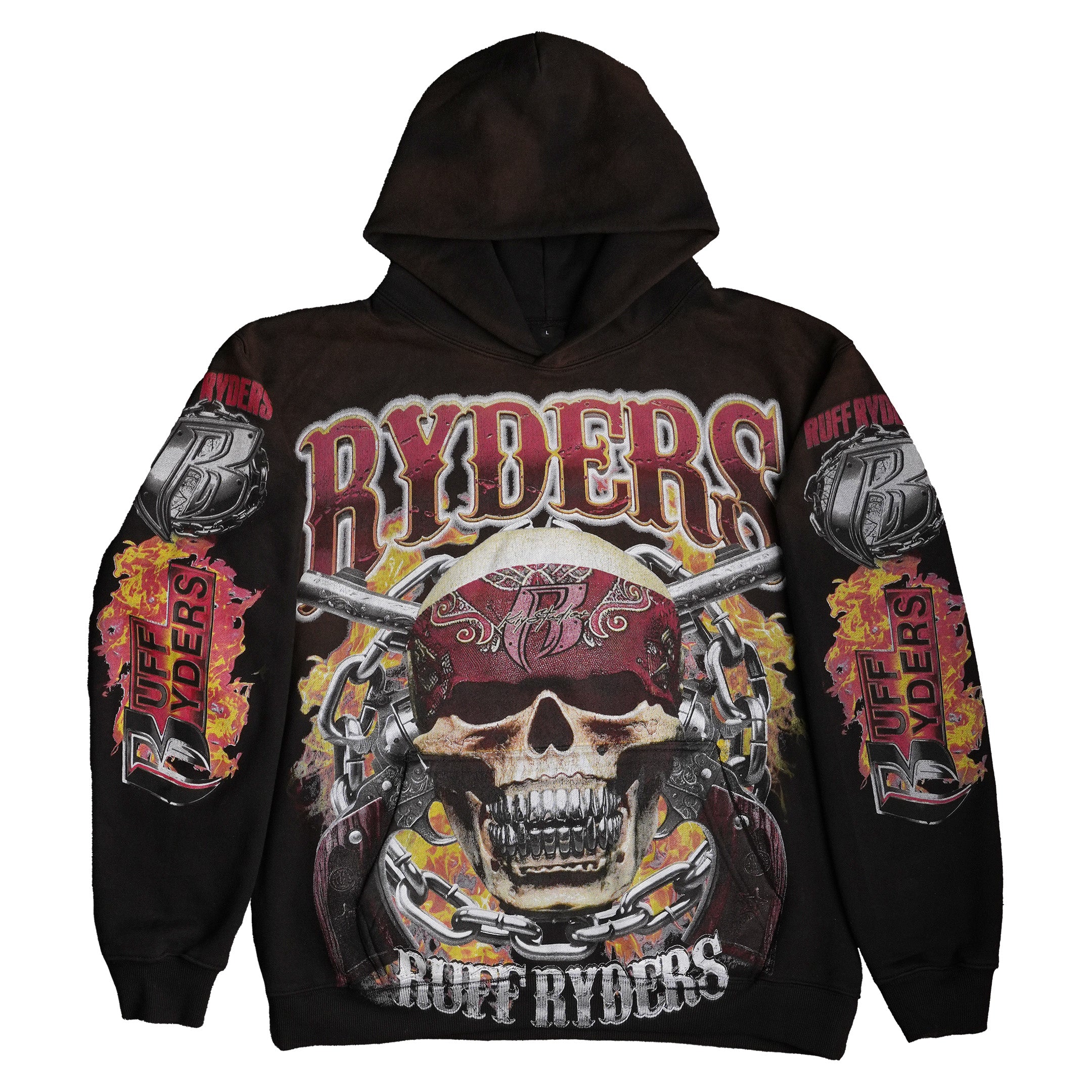 KIY STUDIOS X RUFF RYDERS "RYDERS" VINTAGE BLACK HOODIE