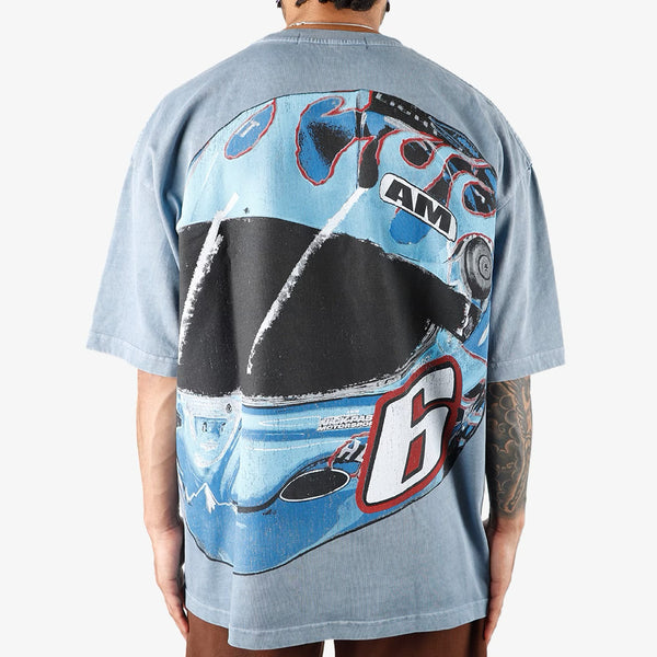 KIY STUDIOS "A.MILES 6 CAR" PIGMENT BLUE T-SHIRT