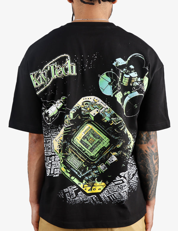 KIY STUDIOS "TECH LEFT BEHIND" BLACK T-SHIRT