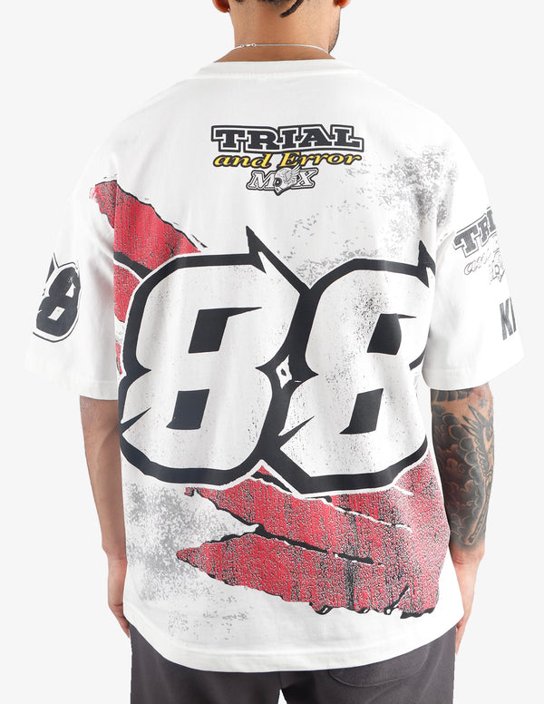 KIY STUDIOS X TRIAL AND ERROR "MX WING" WHITE T-SHIRT