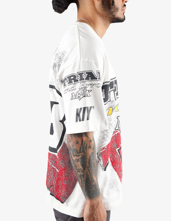 KIY STUDIOS X TRIAL AND ERROR "MX WING" WHITE T-SHIRT