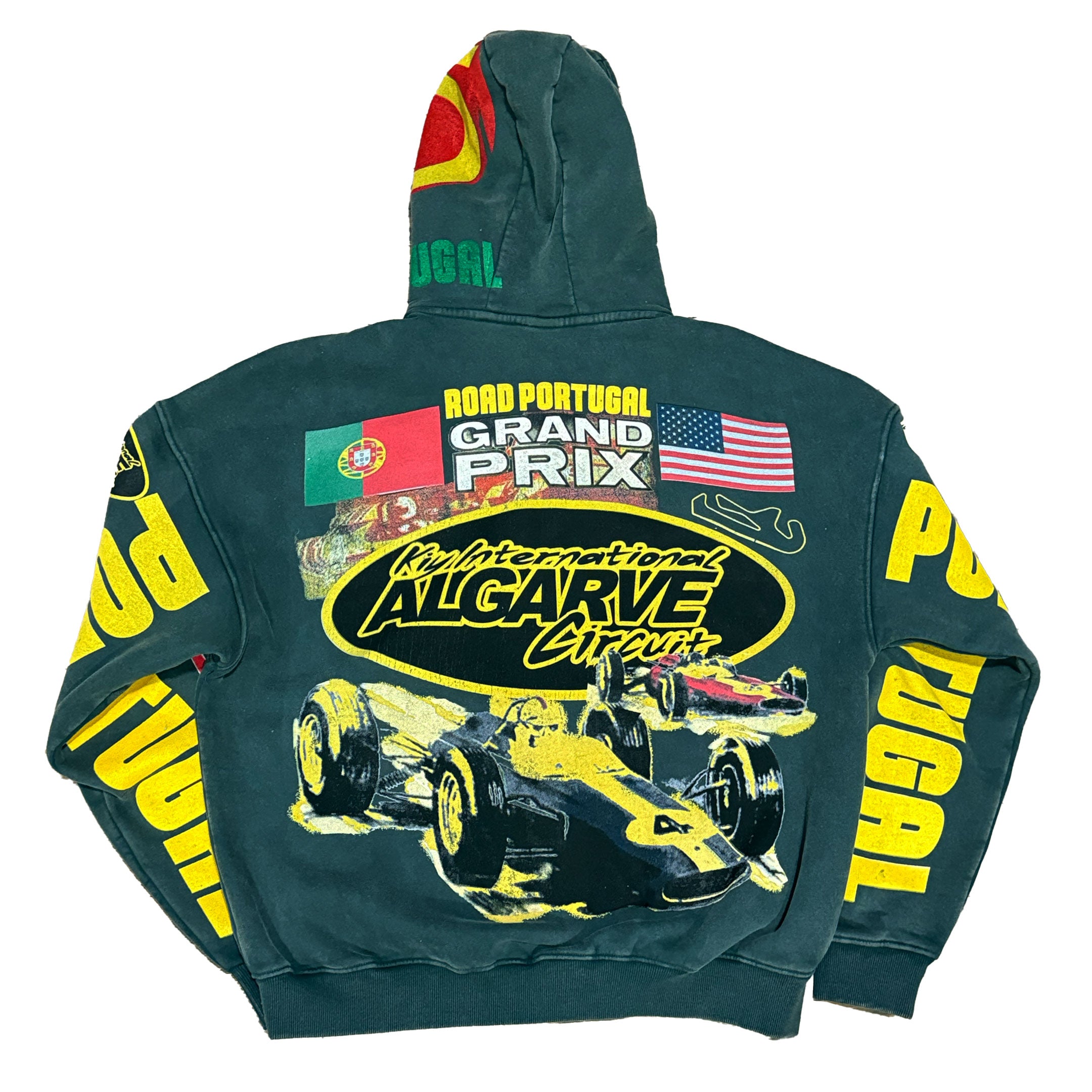 KIY STUDIOS "ALGARVE CIRCUIT II" Sun Faded Evergreen Hoodie