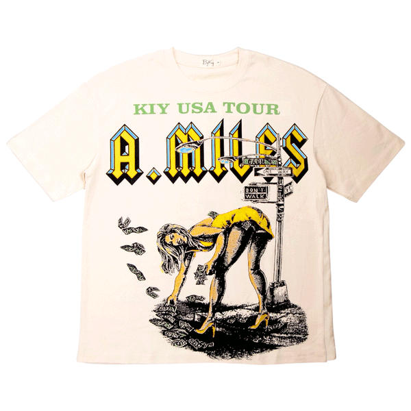 KIY STUDIOS "A.MILES TOUR" CREAM T-SHIRT