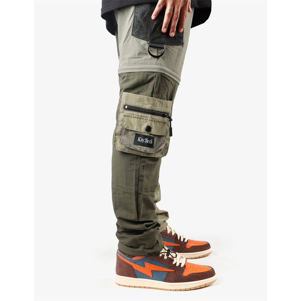 KIY STUDIOS "HYBRID UTILITY" OLIVE MIX CONVERTIBLE PANT