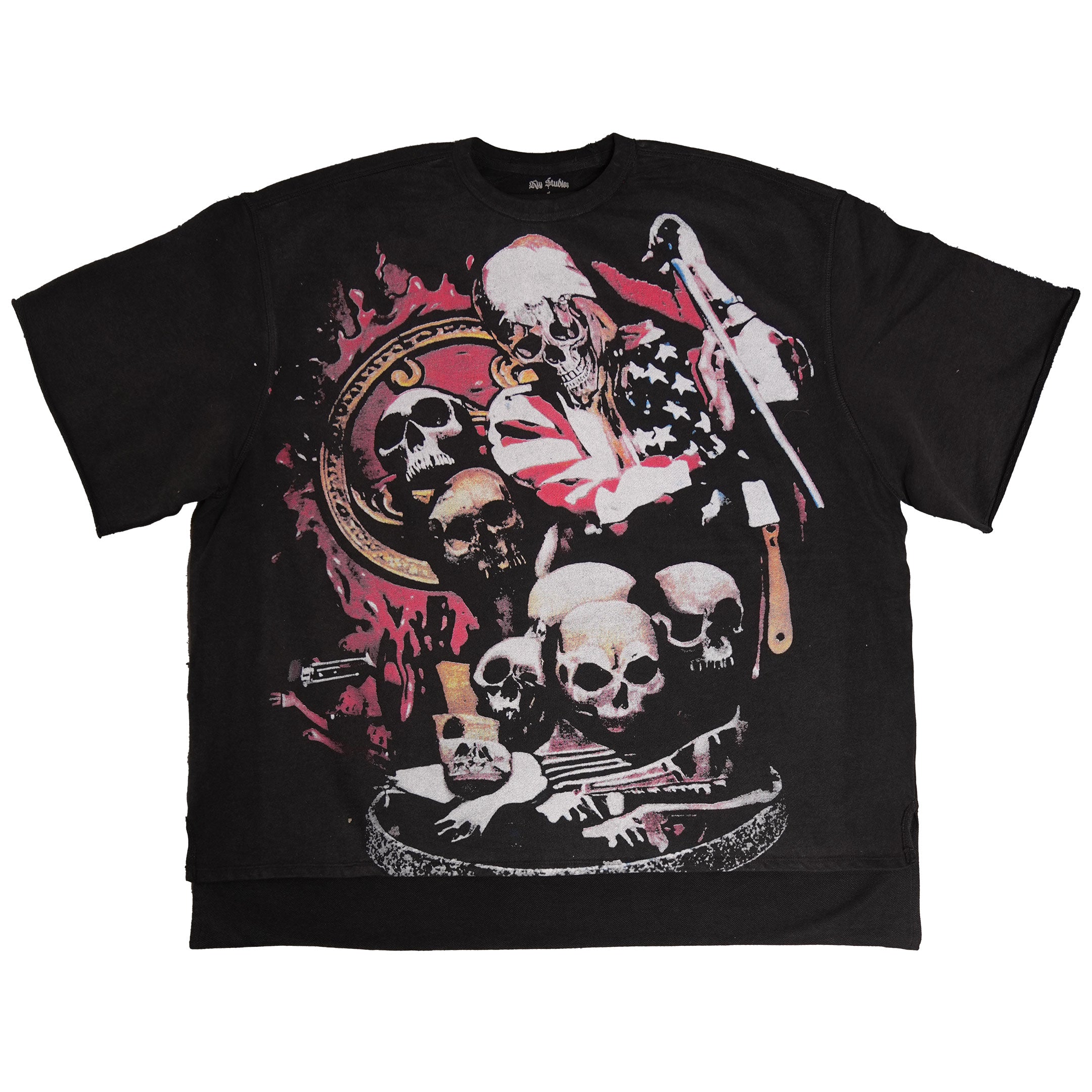 KIY STUDIOS "SKULLED OUT SHOW" Vintage Washed Black T-Shirt