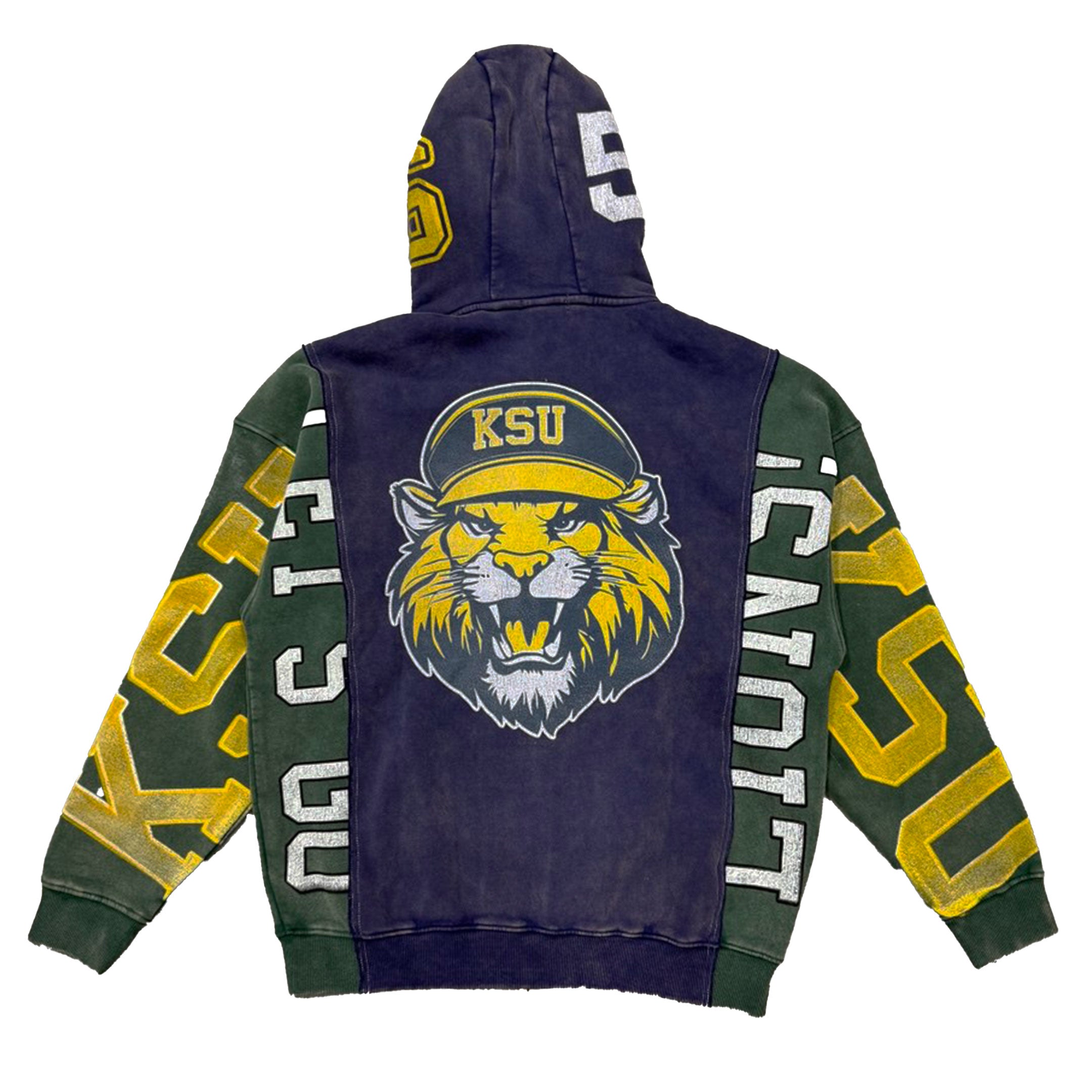 KIY STUDIOS "KIY.TECH LIONS" Cut & Sew Vintage Wash Zip-Up (Navy/Evergreen)