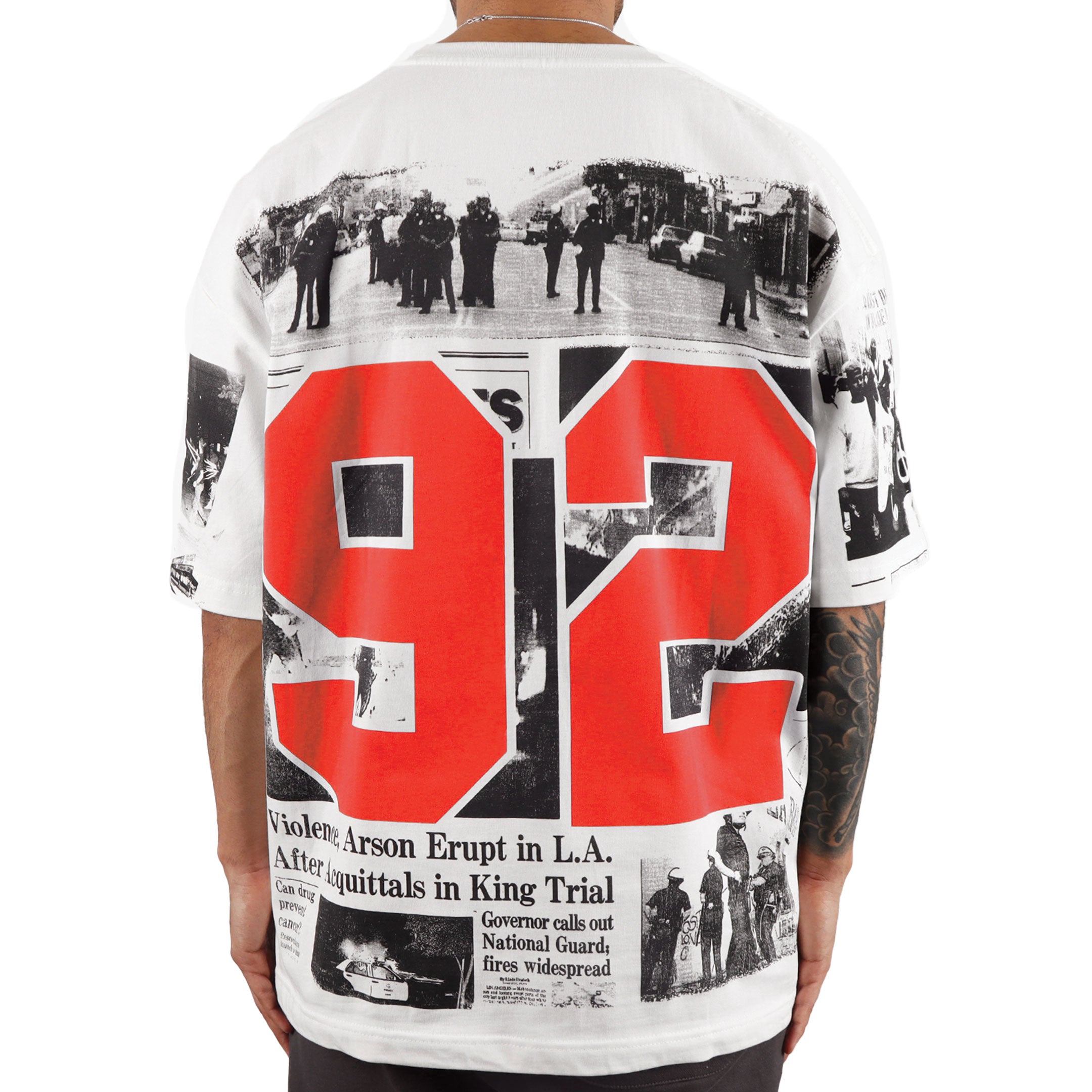 KIY STUDIOS "LA RIOTS" WHITE/RED T-SHIRT