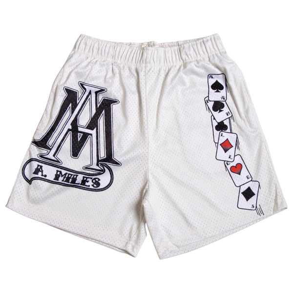 KIY STUDIOS X A.MILES "FULL DECK" White Shorts