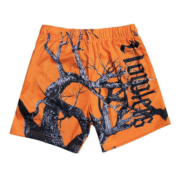 KIY STUDIOS X HOWLERS "Tree Camo" Shorts in Orange