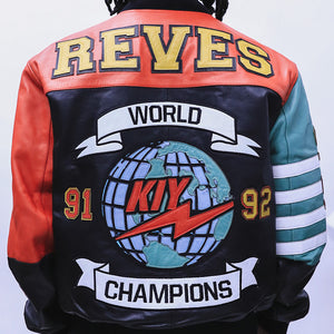 Vintage Avirex Leather Varsity Jacket Size 2XL NY State Champions