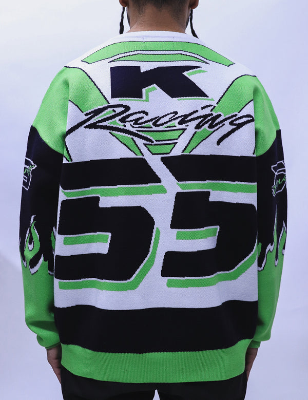 KIY STUDIOS x Kiy.Tech "KIY STUDIOS RACING" White Knit Sweater
