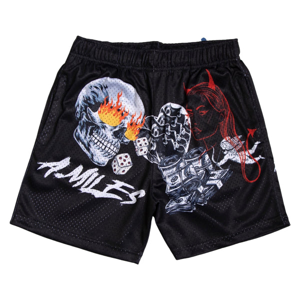 KIY STUDIOS X A.MILES "FUNDS OVER LOVE" Black Shorts