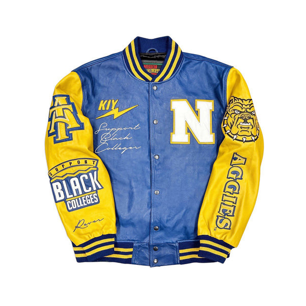KIY STUDIOS "NORTH CAROLINA A&T" LEATHER JACKET